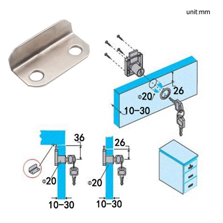 10pcs Lock Accessories L-Shaped Right Angle Office Drawer Lock Plate Furniture Parts Door Stopper(Silver) - Furniture Accessories by PMC Jewellery | Online Shopping South Africa | PMC Jewellery | Buy Now Pay Later Mobicred