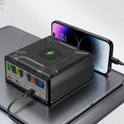 868D 6-In-1 260W High-Power Type-C+USB Multi Ports Charger Supports QI Wireless Charging(UK Plug)