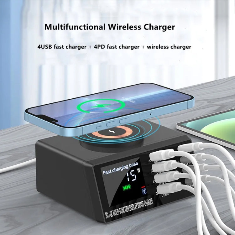 X9M 9-in-1 110W USB+PD Smart Multi-ports QI Magnetic Wireless Charger, Spec: Black EU Plug
