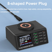 X9M 9-in-1 110W USB+PD Smart Multi-ports QI Magnetic Wireless Charger, Spec: Black EU Plug