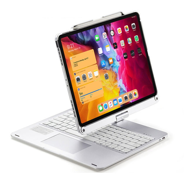 For iPad Pro 12.9 Inch 2022/2021/2020/2018 Tablet Bluetooth Touch Keyboard With Backlight 360 Degree Rotation(Silver)
