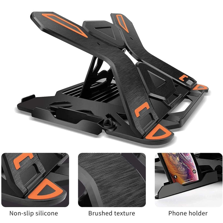 ICE COOREL E5 Laptop Folding And Lifting Cooling Bracket With Mobile Phone Holder White - free shipping - PMC Jewellery - Order now!