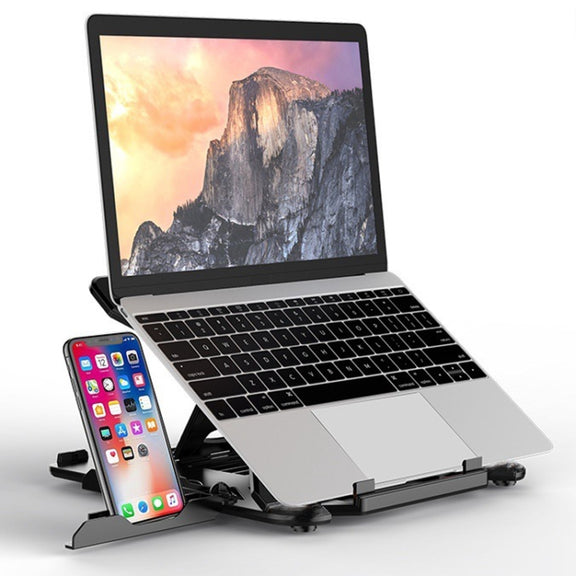 ICE COOREL E5 Laptop Folding And Lifting Cooling Bracket With Mobile Phone Holder White with Rotating