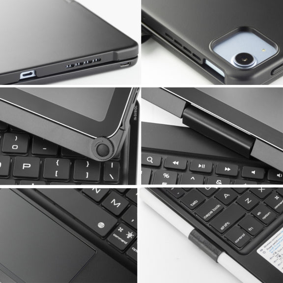 360 Degree Rotation Bluetooth Keyboard Case With Backlight For iPad Air 11 2024 / Air 5 / Air 4 10.9 / Pro 11 2022 2021 2020 2018(Black)