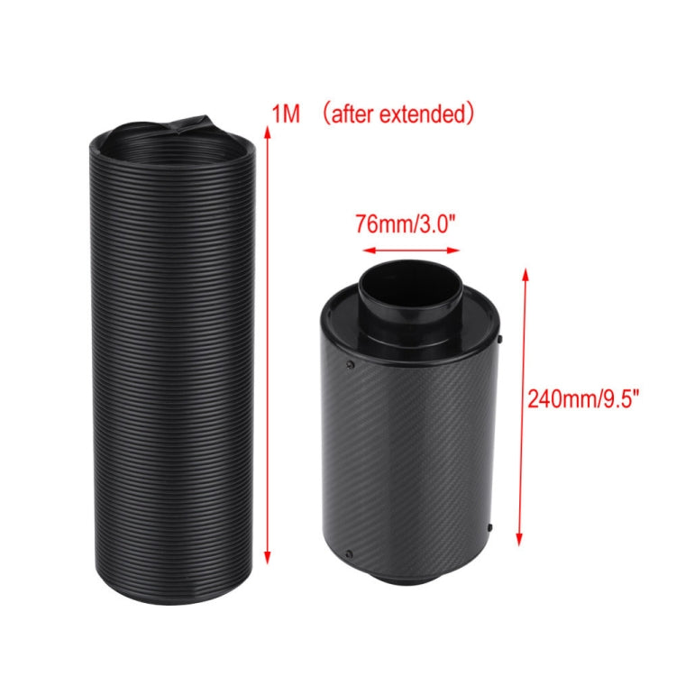Carbon Fiber Air Intake Bellows Air Filter Kit Car Modification(Without Turbo Fan)