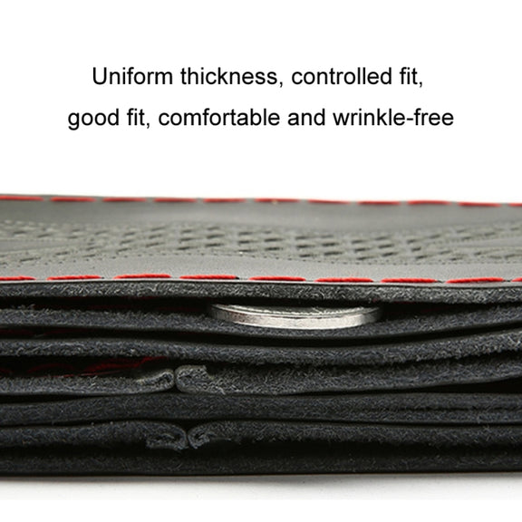 38cm Four-Season Embossed Hand-Sewn Cowhide Steering Wheel Cover(Black+Black Line)