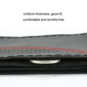 38cm Cowhide Embossed Hand-Stitched Double-Line Steering Wheel Cover(Black White Line)