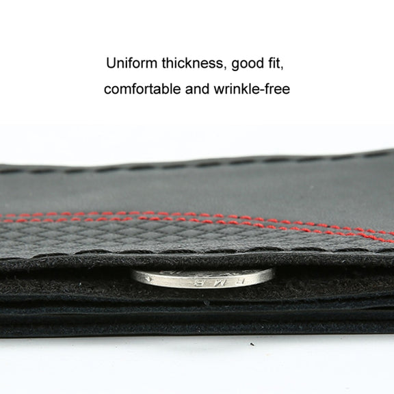 38cm Cowhide Embossed Hand-Stitched Double-Line Steering Wheel Cover(Black Red Line)