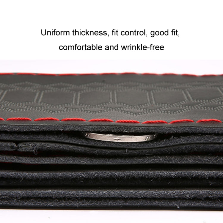38cm Four-season Embossed Hand-sewn Cowhide Steering Wheel Cover(Black+Red Line)