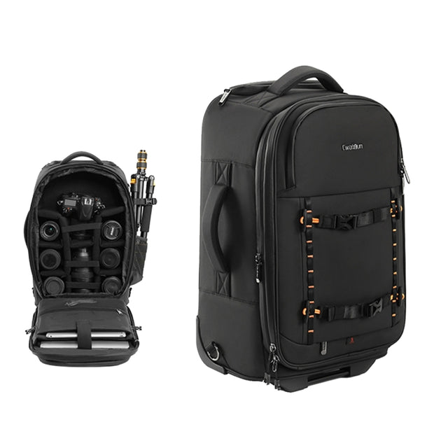 Cwatcun D136 Generation 1 Large Camera Trolley Shoulder Bag Large Capacity Outdoor Photography Storage Case(Black)