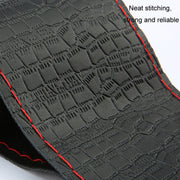 38cm Four-season Embossed Cowhide Hand-sewn Steering Wheel Cover(Black+Black Line)