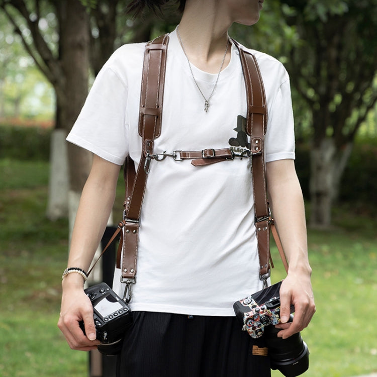Cwatcun H90 Dual Camera Leather Strap Adjustable Multi-functional Convenient Camera Shoulder Strap, Color: 2.0 Brown - free shipping - PMC TechLife - Order now!