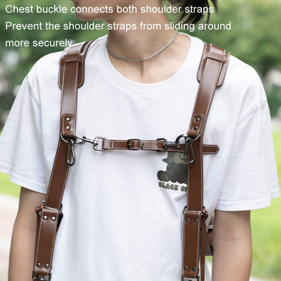 Cwatcun H90 Dual Camera Leather Strap Adjustable Multi-functional Convenient Camera Shoulder Strap, Color: 2.0 Brown