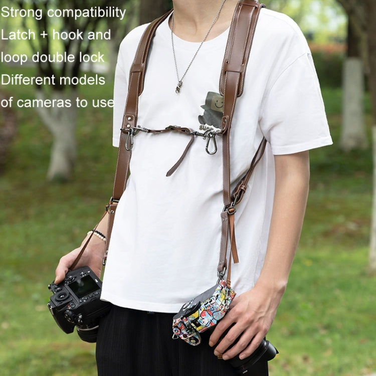Cwatcun H90 Dual Camera Leather Strap Adjustable Multi-functional Convenient Camera Shoulder Strap, Color: 2.0 Brown - free shipping - PMC TechLife - Order now!