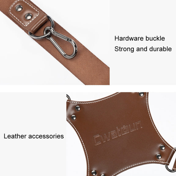 Cwatcun H90 Dual Camera Leather Strap Adjustable Multi-functional Convenient Camera Shoulder Strap, Color: 2.0 Brown