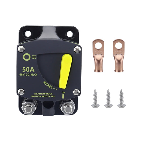 RV Yacht Manual Reset Ignition Protection Fuse Switch With Terminal Accessories, Current: 50A