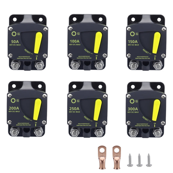RV Yacht Manual Reset Ignition Protection Fuse Switch With Terminal Accessories, Current: 50A