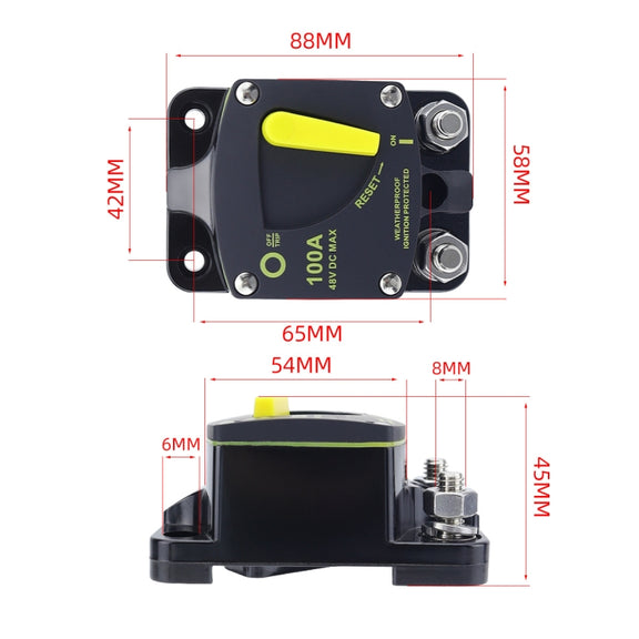 RV Yacht Manual Reset Ignition Protection Fuse Switch With Terminal Accessories, Current: 150A