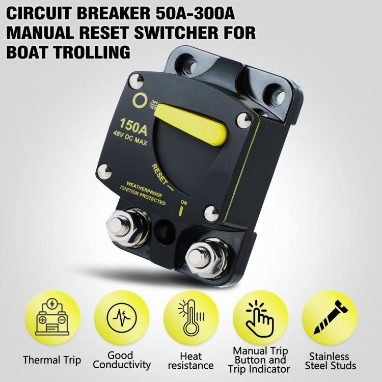 RV Yacht Manual Reset Ignition Protection Fuse Switch With Terminal Accessories, Current: 100A