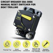 RV Yacht Manual Reset Ignition Protection Fuse Switch With Terminal Accessories, Current: 150A