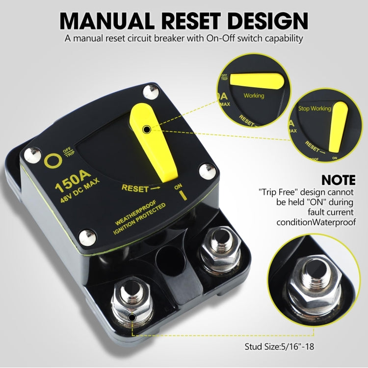 RV Yacht Manual Reset Ignition Protection Fuse Switch With Terminal Accessories, Current: 250A