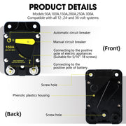RV Yacht Manual Reset Ignition Protection Fuse Switch With Terminal Accessories, Current: 50A