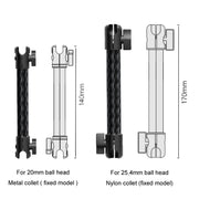 Car Phone Mount Extension Arm Double Jointed Swivel Adjustment Carbon Fiber Bracket Connecting Rod, Model: 140mm For 20mm Ball Head