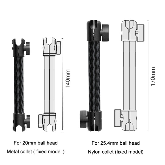 Car Phone Mount Extension Arm Double Jointed Swivel Adjustment Carbon Fiber Bracket Connecting Rod, Model: 140mm For 20mm Ball Head