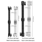 Telescopic Car Phone Mount Extension Arm Double Jointed Swivel Carbon Fiber Bracket Connecting Rod, Model: 217-300mm For 20mm Ball Head
