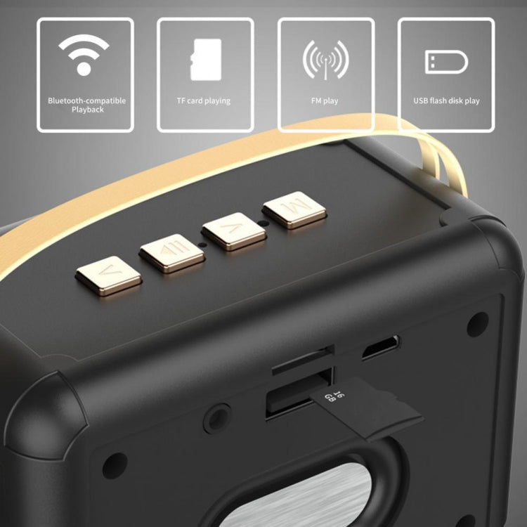 FT-BT20 Mini Retro Card USB Flash Drive FM Radio Wireless Bluetooth Speaker(Black)