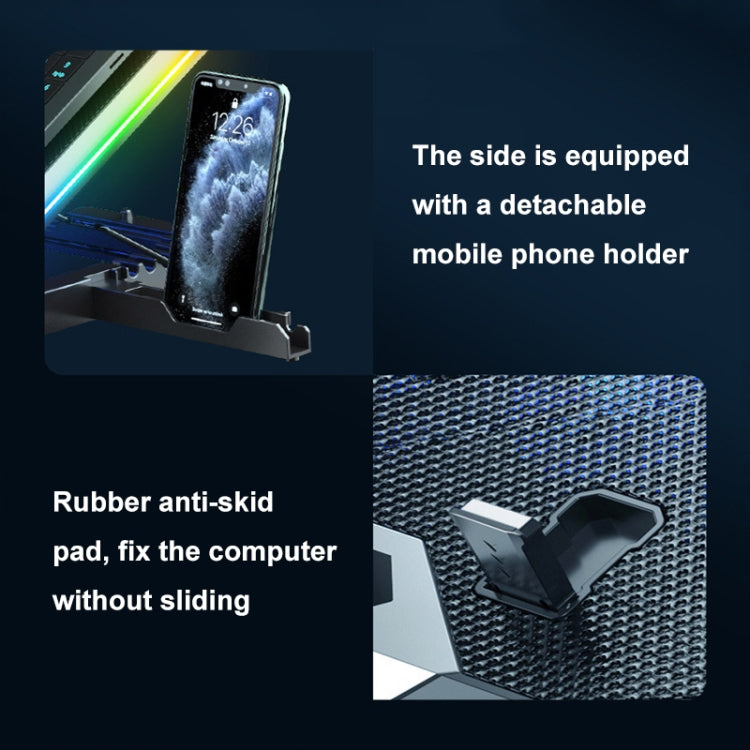 ICE COOREL 8-Fans Adjustable Laptop Stand Radiator With RGB Ambient Light(K10) - free shipping - PMC Jewellery - Order now!