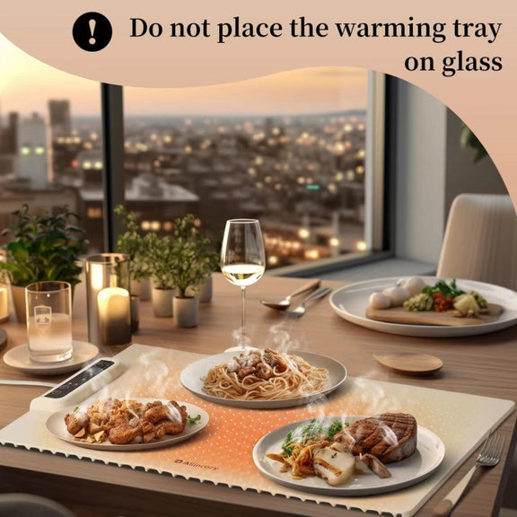 240W Electric Warming Tray Food Warmer with Adjustable Temperature, Timed Close UK Plug