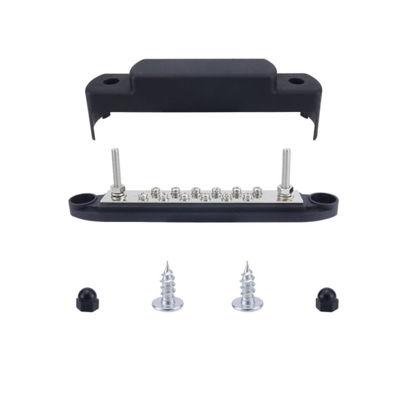 M6 2-post 12-way RV Yacht Terminal Nylon Flame Retardant Busbar, Color: Black