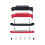 M6 2-post 12-way RV Yacht Terminal Nylon Flame Retardant Busbar, Color: Red+Black 1pair