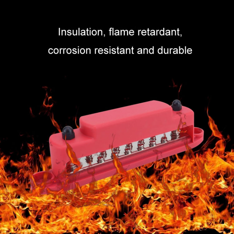 M6 2-post 12-way RV Yacht Terminal Nylon Flame Retardant Busbar, Color: Black