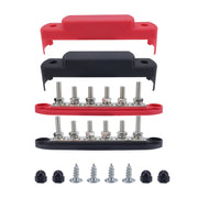 M8 Nylon Base RV Yacht Water-resistant Dustproof Cover 6-post Bus Bar, Color: Red+Black 1pair