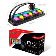 COOLMOON CM-YM-360T Computer ARGB Temperature Display Lens Multi-Platform Integrated CPU Cooler(White)