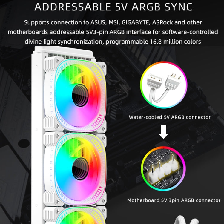 COOLMOON CM-YM-360T Computer ARGB Temperature Display Lens Multi-Platform Integrated CPU Cooler(White) - free shipping - PMC Jewellery - Order now!