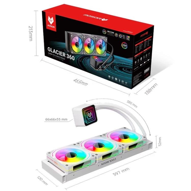 COOLMOON Glacier360 Computer Host Integrated ARGB CPU Water Cooler, Color: Black - free shipping - PMC Jewellery - Order now!