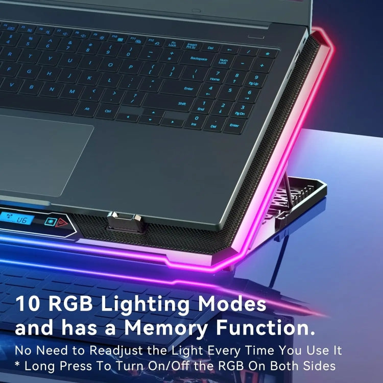 ICE COOREL K15C Smart Adjustable Laptop Radiator Base With RGB Lighting Effect, Color: 14 Fans - free shipping - PMC Jewellery - Order now!