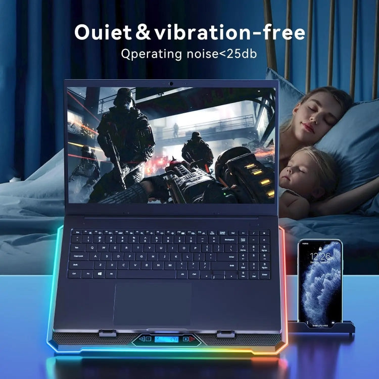 ICE COOREL K15C Smart Adjustable Laptop Radiator Base With RGB Lighting Effect, Color: 14 Fans - free shipping - PMC Jewellery - Order now!
