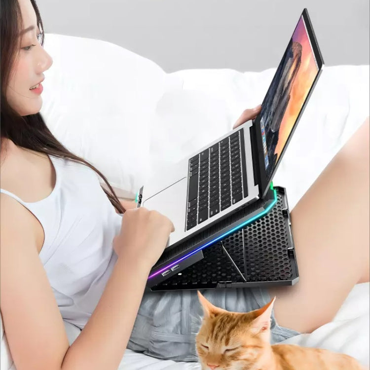 ICE COOREL K15C Smart Adjustable Laptop Radiator Base With RGB Lighting Effect, Color: 14 Fans - free shipping - PMC Jewellery - Order now!