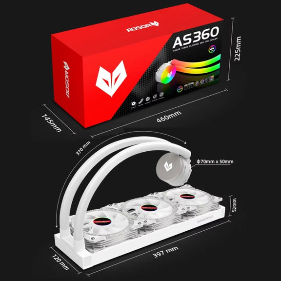 COOLMOON AS360 Magic Diamond Edition Computer Cooler ARGB Water Cooling Light Integrated CPU Radiator(White)