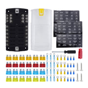 RV Yacht 12-way LED Insulated Flame-retardant Fuse Holder Box with Wire(Configuration 4)