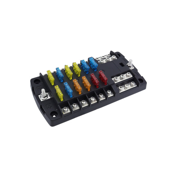 RV Yacht 12-way LED Insulated Flame-retardant Fuse Holder Box with Wire(Configuration 3)