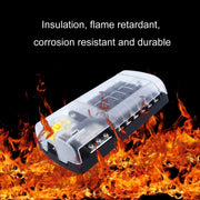 RV Yacht 12-way LED Insulated Flame-retardant Fuse Holder Box with Wire(Configuration 3)