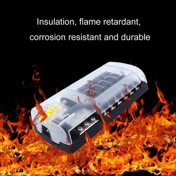 RV Yacht 12-way LED Insulated Flame-retardant Fuse Holder Box with Wire(Configuration 1)