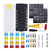 6-Way Plug-In Insulated Cover Fuse Box For Cars Yachts, Set: Enhanced Version A