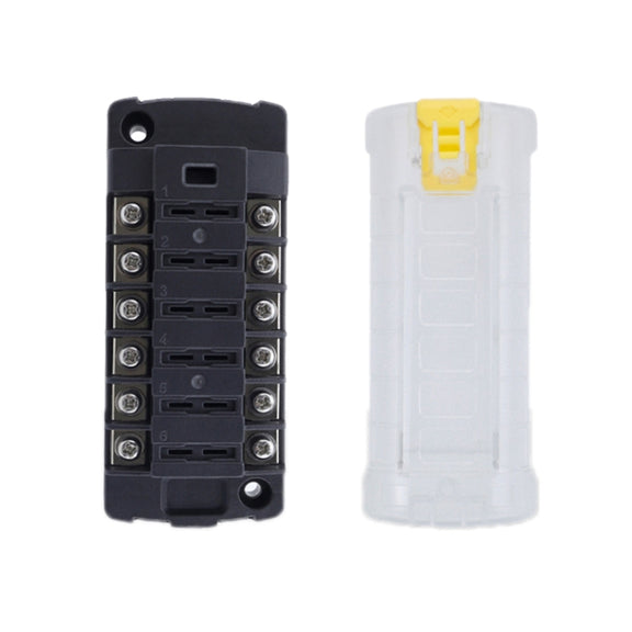 6-Way Plug-In Insulated Cover Fuse Box For Cars Yachts, Set: Standard