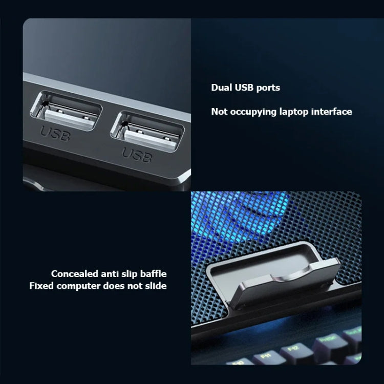 ICE COOREL A9R 6-fans Adjustable Laptop Stand Radiator with RGB Atmosphere Light(Black) - free shipping - PMC Jewellery - Order now!